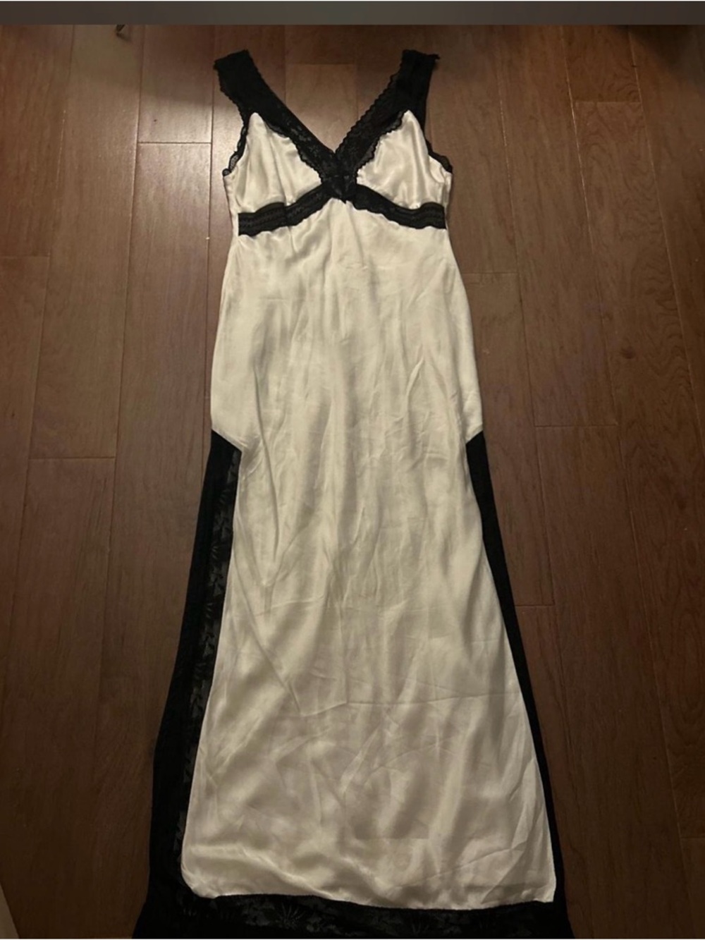 Hansen & Gratel Ivory Satin Slip with Black Lace Trim